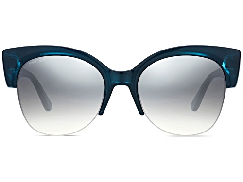 Jimmy Choo Priya Matte Blue Glitter/Grey Sunglasses