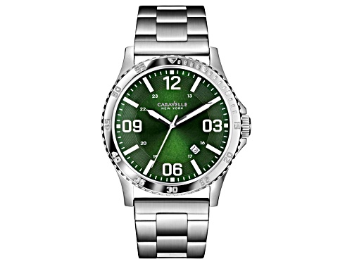 Caravelle New York by Bulova Mens Green Dial Quartz Date Watch