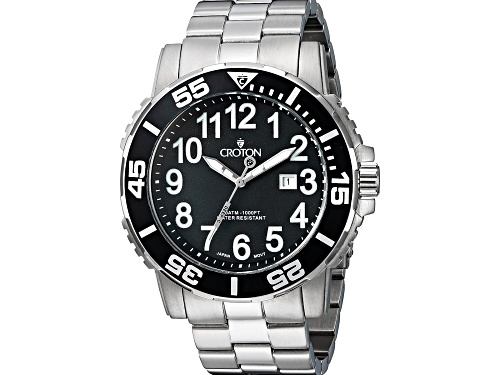 Photo of CROTON Men's CA301280BKBK Analog Display Quartz Silver Watch