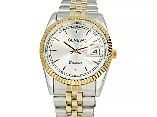 Geneva Mens Round Tu-Tone Gold & Silver Bracelet Watch
