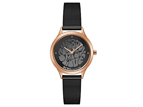 Women's BCBGeneration Rose Gold Tone With Black Mesh Band BCBG Watch
