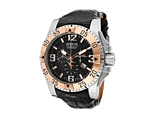 Photo of Invicta Excursion Reserve Chronograph Black Leather and Dial Stainless Steel Watch