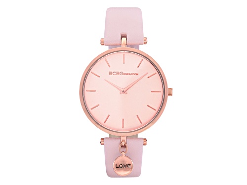 BCBGeneration Rose Gold and Pink Leather Watch