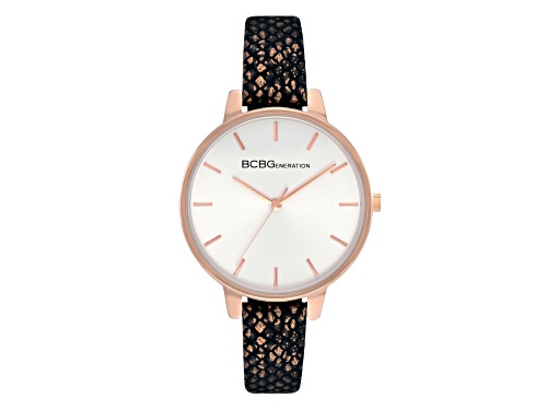 BCBGeneration Rose Gold and Brown Leather Band Watch