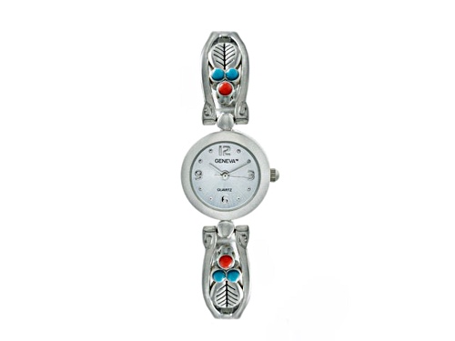 Geneva Silver with Turquoise Women's Watch