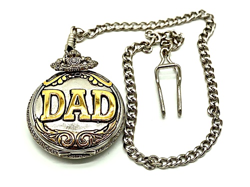 Geneva Silver and Gold Dad with Chain Pocket Watch