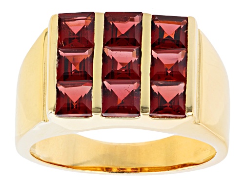 3.67ctw Square Vermelho Garnet™ 18k Yellow Gold Over Silver Men's Ring - Size 11