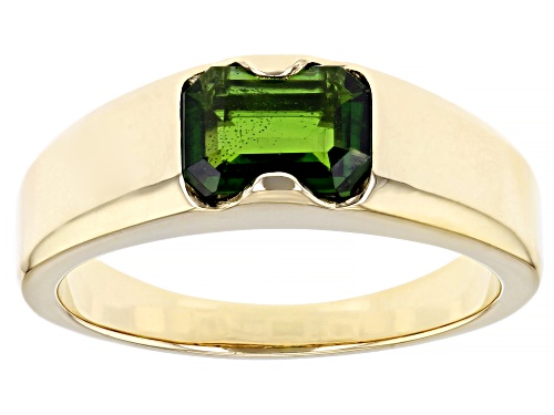 1.50ct Rectangular Octagonal Chrome Diopside 18k Yellow Gold Over Sterling Silver Men's Ring - Size 13