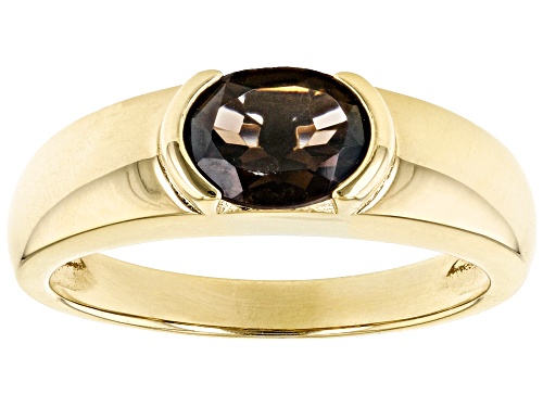 1.60ct Oval Smoky Quartz 18k Yellow Gold Over Sterling Silver Men's Ring - Size 11