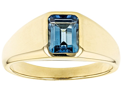 1.62ct Rectangular Octagonal London Blue Topaz 18k Yellow Gold Over Sterling Silver Men's Ring - Size 13