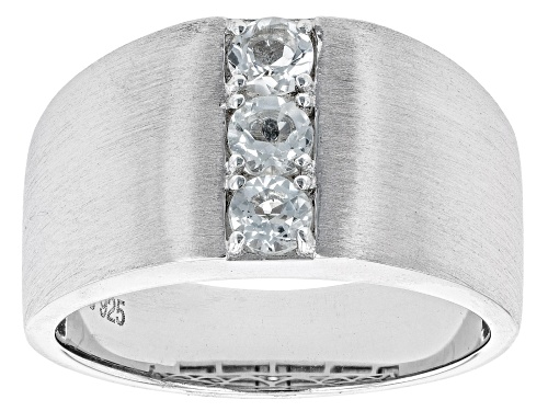 Photo of 0.95ctw Round White Topaz Rhodium Over Sterling Matte Finish Silver Men's Ring - Size 12