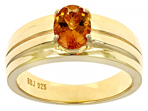 0.93ct Oval Madeira Citrine 18k Yellow Gold Over Sterling Silver Men's Ring - Size 13