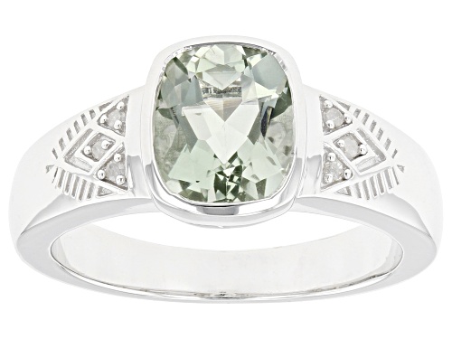 2.32ct Prasiolite With 0.03ctw White Diamond Accent Rhodium Over Sterling Silver Men's Ring - Size 9