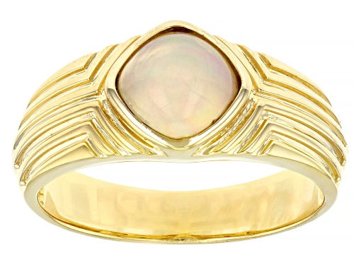 8mm Square Cushion Cabochon Ethiopian Opal 18k Yellow Gold Over Sterling Silver Men's Ring - Size 12