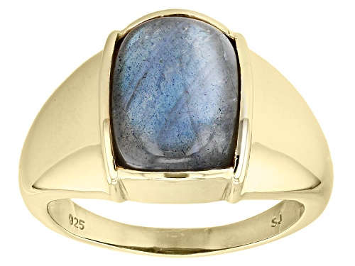 14x10mm Rectangular Cushion Labradorite 18k Yellow Gold Over Sterling Silver Men's Ring - Size 11