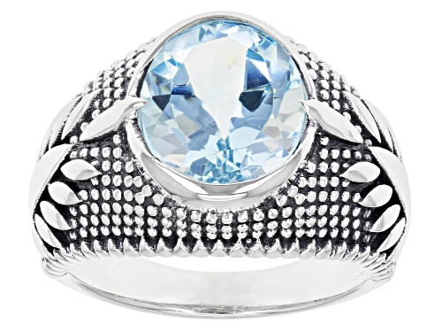 4.80ct Oval Glacier Topaz™ Sterling Silver Men's Ring - Size 9