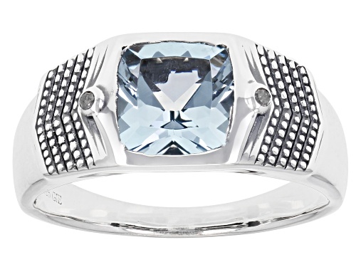 3.50ct Square Cushion Glacier Topaz™ With 0.01ctw White Diamond Accent Sterling Silver Men's Ring - Size 12