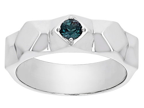 .28ct Lab Created Alexandrite Rhodium Over Sterling Silver Men's June Birthstone Ring - Size 12