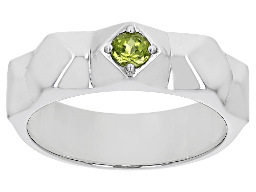 .26ct Round Manchurian Peridot™ Rhodium Over Sterling Silver Men's August Birthstone Ring - Size 10