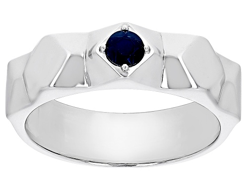 .34ct Blue Sapphire Rhodium Over Sterling Silver Men's September Birthstone Ring - Size 10