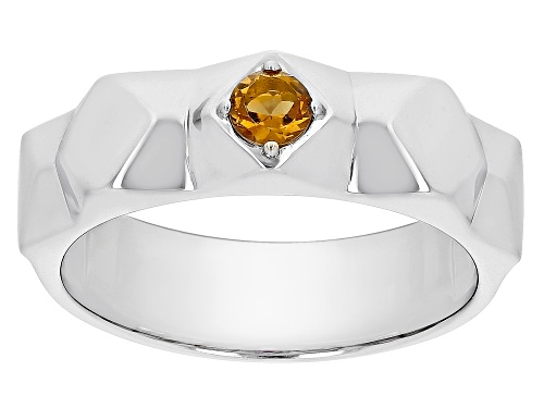 Photo of .21ct Brazilian Citrine Rhodium Over Sterling Silver Men's November Birthstone Ring - Size 12