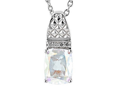 2.08ct Mercury Mist® Topaz With 0.03ctw Zircon Rhodium Over Sterling Silver Men's Pendant/Chain