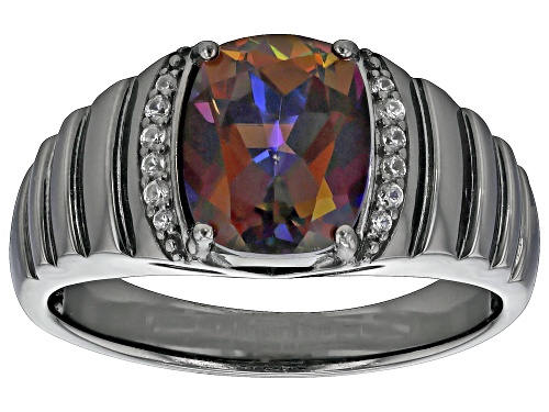 3.14ctw Cosmopolitan Beyond™ Topaz & White Zircon, Black Rhodium Over Silver Men's Ring - Size 12