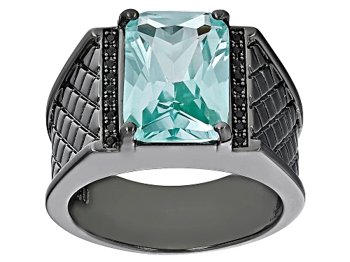 6.20ct Lab Created Green Spinel With 0.15ctw Black Spinel, Black Rhodium Over Brass Men's Ring - Size 12