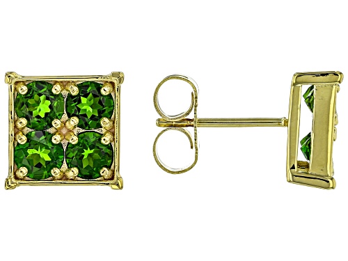 0.75ctw Round Chrome Diopside 18k Yellow Gold Over Sterling Silver Men's Stud Earrings