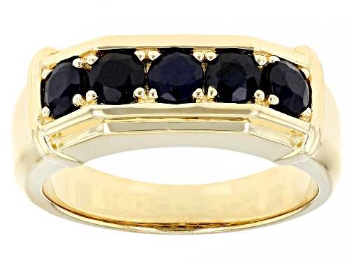 1.66ctw Round Blue Sapphire 18k Yellow Gold Over Sterling Silver Men's Ring - Size 10