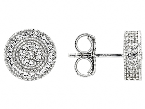 0.95ctw Round Lab Created White Sapphire Rhodium Over Sterling Silver Stud Earrings