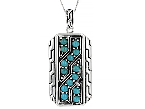 3mm Round Sleeping Beauty Turquoise Sterling Silver Men's Pendant With Chain