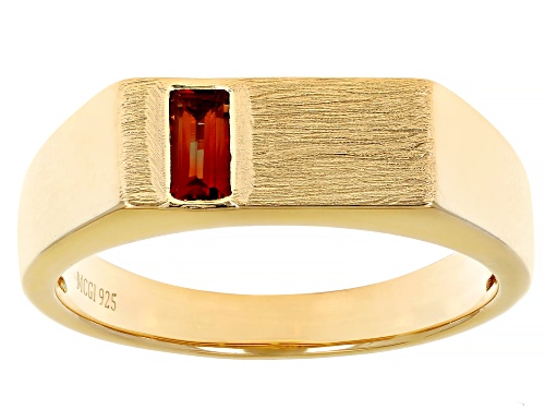 0.25ct Baguette Vermelho Garnet™ 18k Yellow Gold Over Sterling Silver Men's Signet Ring - Size 13