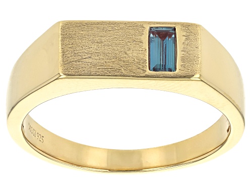 0.21ct Baguette Lab Created Alexandrite 18k Yellow Gold Over Sterling Silver Men's Signet Ring - Size 11