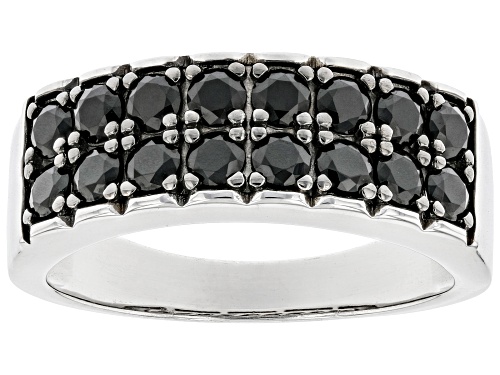 Photo of 1.63ctw Round Black Spinel Rhodium Over Sterling Silver Men's Band Ring - Size 10