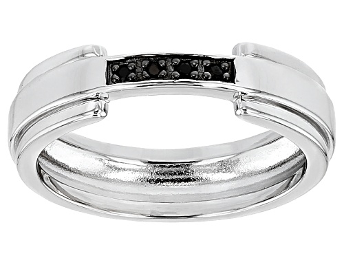 .17ctw Round Black Spinel Rhodium Over Sterling Silver Men's Band Ring - Size 11