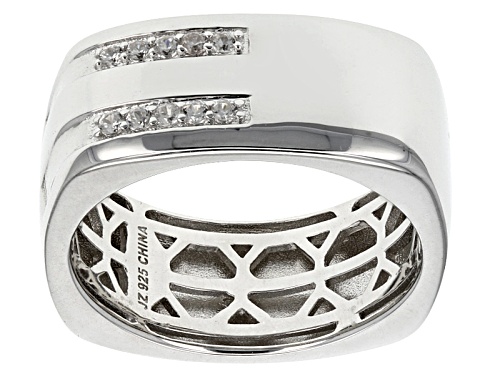 Photo of .19ctw Round White Zircon Rhodium Over Sterling Silver Men's Ring - Size 11