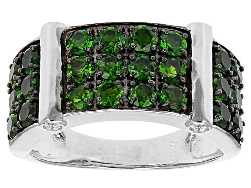 Photo of 2.96ctw Chrome Diopside With .07ctw White Topaz Rhodium Over Sterling Silver Men's Band Ring - Size 11