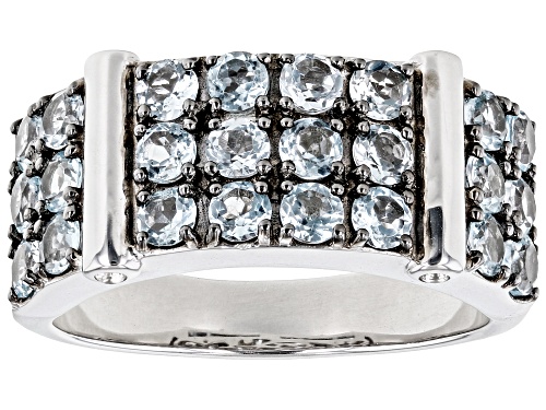 3.06ctw Glacier Topaz™ With 0.07ctw White Topaz Rhodium Over Sterling Silver Men's Band Ring - Size 12