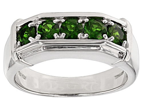Photo of 1.25ctw Round Chrome Diopside Rhodium Over Sterling Silver Men's Wedding Band Ring - Size 13