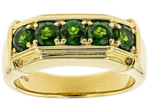 1.25ctw Round Chrome Diopside 18k Yellow Gold Over Sterling Silver Men's Wedding Band Ring - Size 9