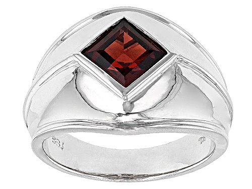1.82ctw Square Vermelho Garnet™ Rhodium Over Sterling Silver Men's Ring - Size 10