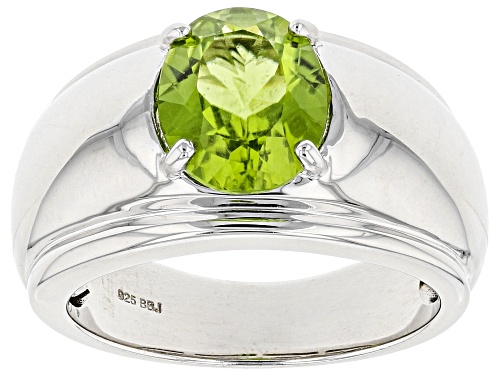 Green peridot sterling silver Mens ring 2.87ct - Size 11