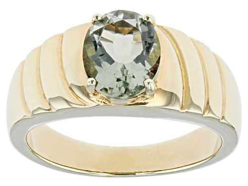 2.13ct Oval Prasiolite 18k Yellow Gold Over Sterling Silver Men's Ring - Size 12