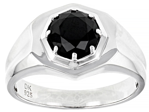 Photo of 1.72ct Round Black Spinel Rhodium Over Sterling Silver Solitaire Mens Ring - Size 11