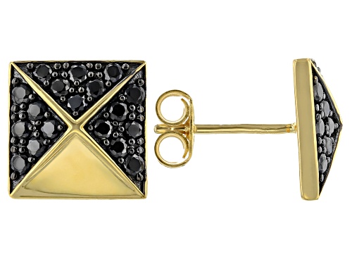 1.44ctw Round Black Spinel 18k Yellow Gold Over Sterling Silver Earrings