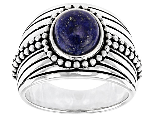 Photo of 10x8mm Oval Cabochon Lapis Lazuli Sterling Silver Men's Solitaire Ring - Size 12