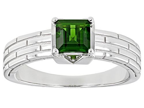 0.86ct Square Chrome Diopside Rhodium Over Sterling Silver Men's Solitaire Ring - Size 12