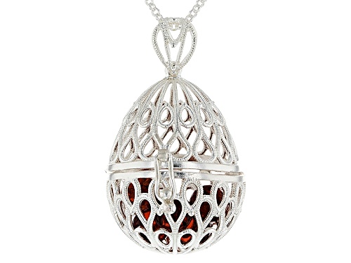 Photo of 6mm Round Loose Amber Beads In Egg Shape Sterling Silver Filigree Pendant With Chain