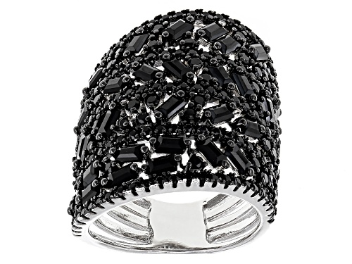 1.33ctw Baguette And Round Black Spinel Sterling Silver Aysemetric Band ...